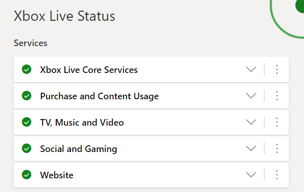 Интернет-статус Xbox Live