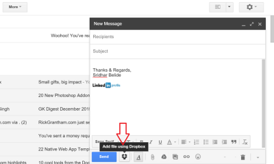 „Dropbox for Gmail“ plėtinys, skirtas „Chrome“, leidžia pridėti „Dropbox“ failus prie „Gmail“