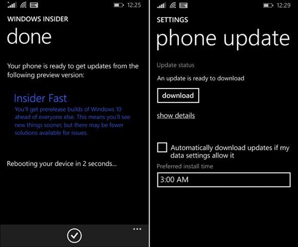 Programme Windows 10 Insider pour Windows Phone