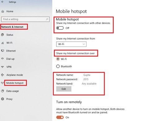 Comment désactiver ou activer le point d'accès mobile dans Windows 10