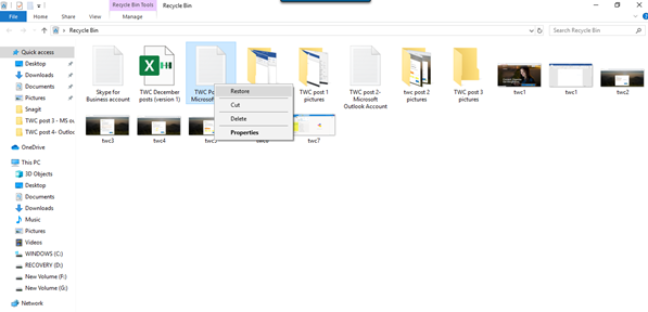 हटाए गए फ़ाइलों और फ़ोल्डरों को रीसायकल बिन से पुनर्प्राप्त करें