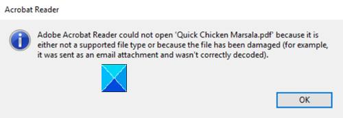 Adobe Acrobat Reader n'a pas pu ouvrir les fichiers PDF sous Windows 10
