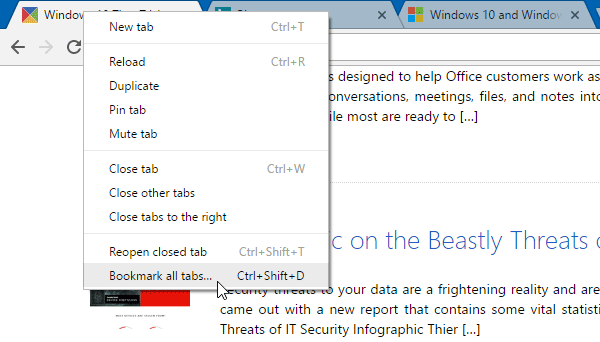 Comment enregistrer tous les onglets ou pages ouverts en tant que signets ou favoris dans Chrome, Firefox, IE