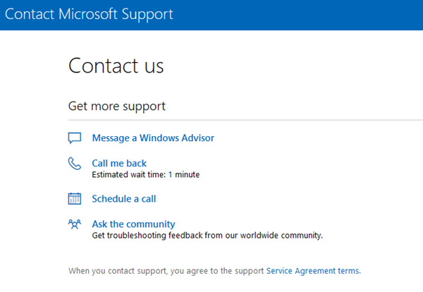 contacter le support Microsoft