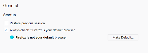 Paramètres du navigateur par défaut de Firefox