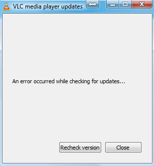 Došlo je do pogreške prilikom provjere ažuriranja u VLC-u