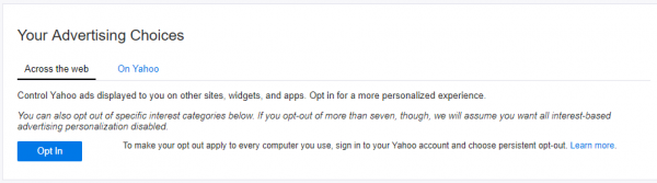 Nehajte Yahoo skenirati vaše e-pošte in prikazovati prilagojene oglase