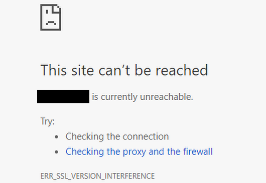 Исправить ошибку ERR_SSL_VERSION_INTERFERENCE в Google Chrome