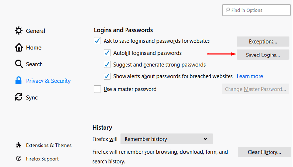 Firefox에서 저장된 비밀번호를 찾고 관리하는 방법