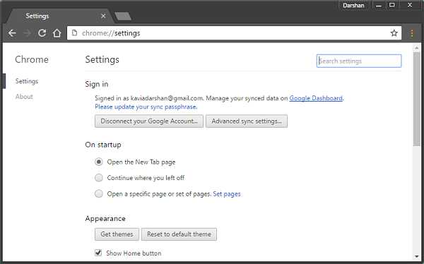 Ako otvoriť ponuku nastavení prehliadača Google Chrome v samostatnom okne