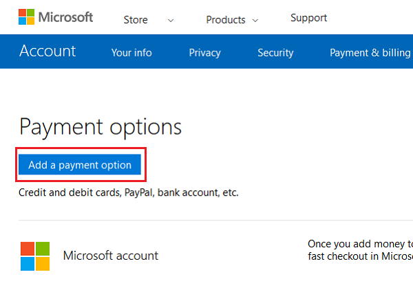 Microsoft konta maksājumu problēmu un problēmu novēršana