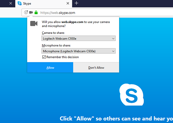Dovoljenje za Skype za splet