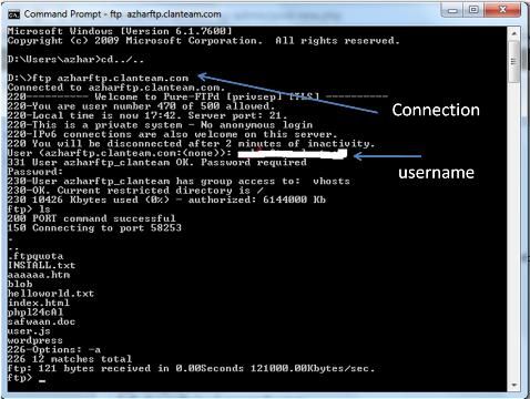 Достъп до FTP сървър с помощта на командния ред в Windows 10