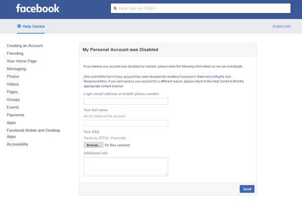 Bagaimana untuk memulihkan akaun Facebook yang dilumpuhkan tanpa menekankan diri anda