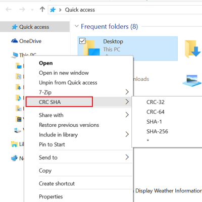 Comment supprimer l'entrée CRC-SHA du menu contextuel dans Windows 10
