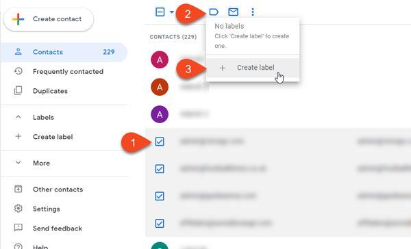 Sähköpostiluettelon luominen useiden yhteystietojen valitsemiseksi kerralla Gmailissa