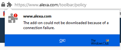 فشل تحميل الوظيفة الإضافية بسبب فشل الاتصال - خطأ في Firefox