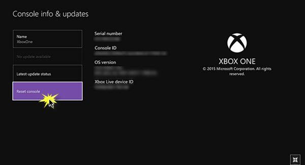 Comment réinitialiser Xbox One aux paramètres d'usine par défaut