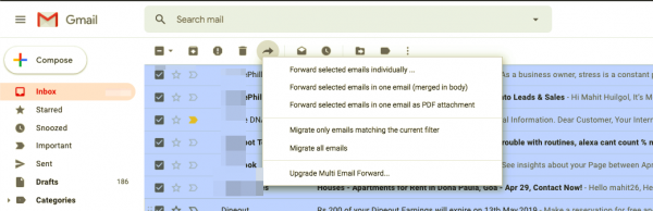 Kā vienlaikus masveidā pārsūtīt vairākus e-pasta ziņojumus pakalpojumā Gmail
