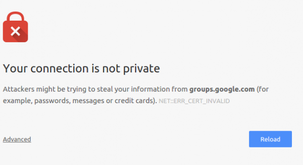 Google Chrome'da NET :: ERR_CERT_INVALID hatası