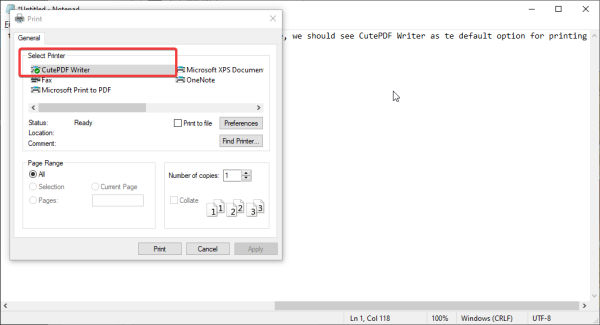 Как преобразовать файл в PDF с CutePDF для Windows 10