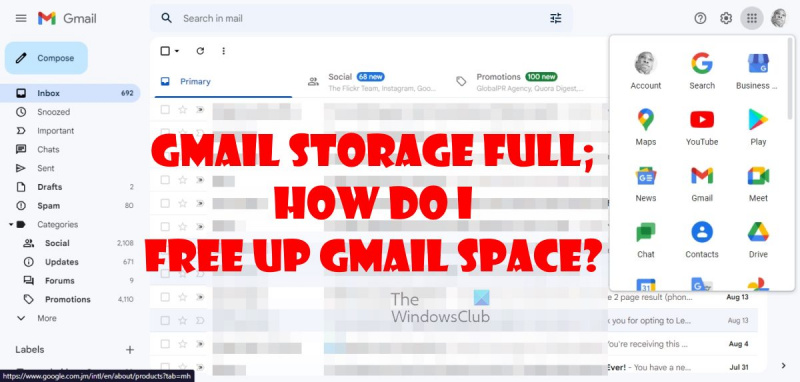 domovská stránka Gmailu
