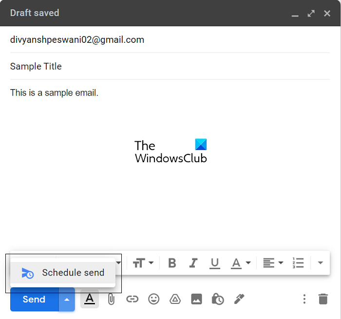ieplānojiet e-pastu pakalpojumā gmail