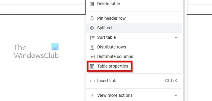 Vlastnosti tabuľky Dokumenty Google
