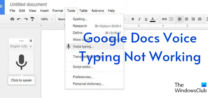 Google Docsi häälsisestus ei tööta [Parandatud]