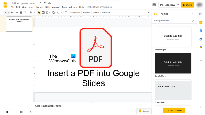 Comment insérer un PDF dans Google Slides