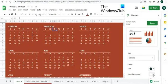   Gamit ang template ng kalendaryo ng Google Sheets