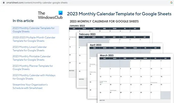   Verwenden von Kalendervorlagen von Drittanbietern in Google Sheets