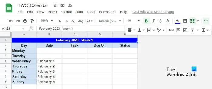   Creació d'un calendari de Fulls de càlcul de Google des de zero: format de dades