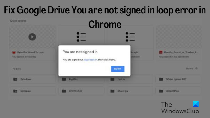 Google Drive Du är inte inloggad loop fel [Fixed]