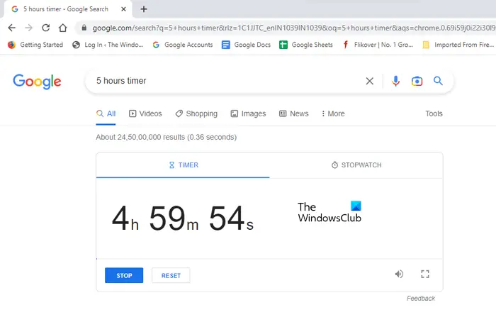   অনুসন্ধান Google বৈশিষ্ট্য ব্যবহার করে একটি টাইমার সেট করুন