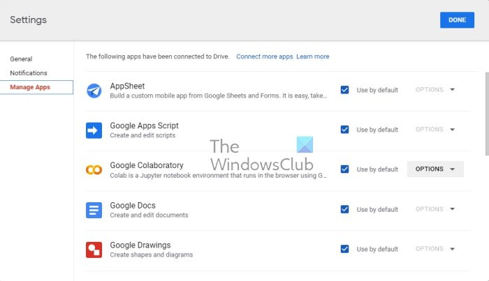 Quản lý ứng dụng Google Drive