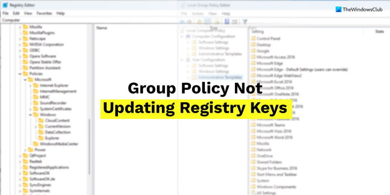 إصلاح نهج المجموعة لا يقوم بإنشاء أو تحديث مفاتيح التسجيل