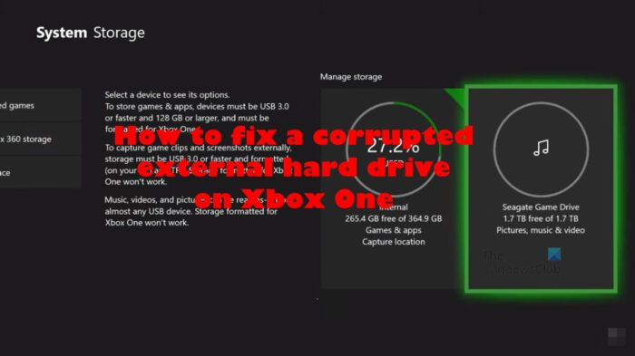 ایکس بکس ون پر خراب بیرونی ہارڈ ڈرائیو کو کیسے ٹھیک کریں۔
