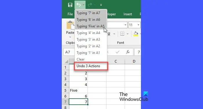   Utiliser Annuler dans Excel