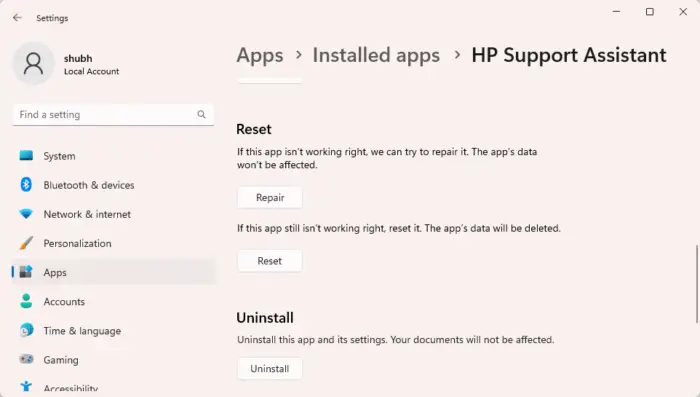   איפוס תיקון hp update assistant