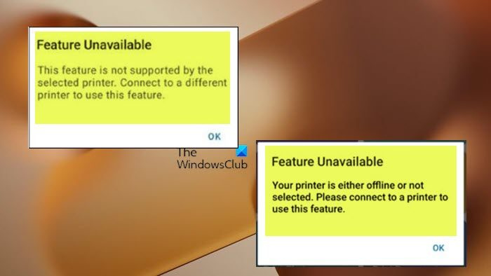 Funktion ikke tilgængelig - HP Smart App-fejl