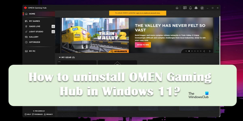 nyahpasang OMEN Gaming Hub dalam Windows 11
