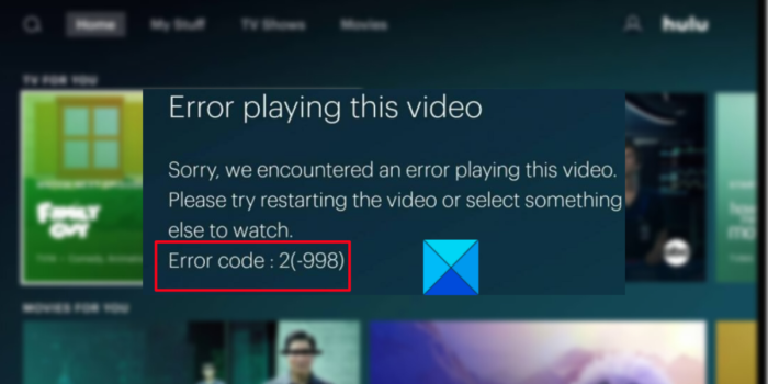 Kā novērst Hulu kļūdas kodu 2 (-998) datorā vai Xbox One