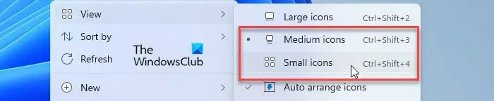   Velikosti ikon na namizju v sistemu Windows