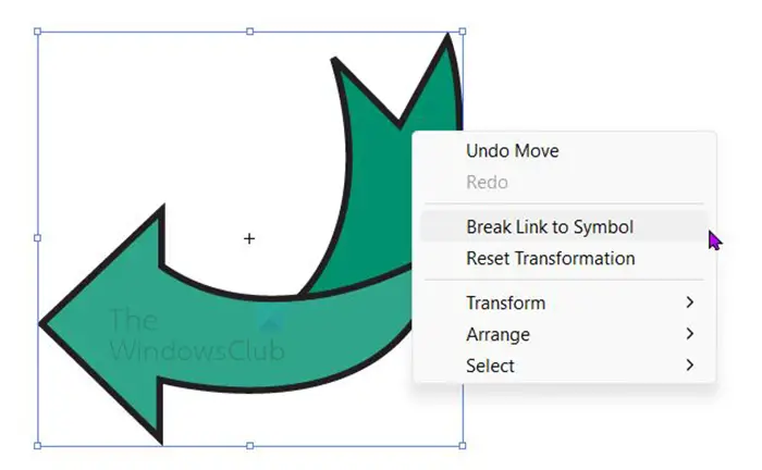   Como fazer setas no Illustrator - quebrar o link para o símbolo