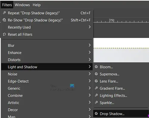   GIMP でオブジェクトにグローを追加する方法 - 通常のドロップ シャドウ