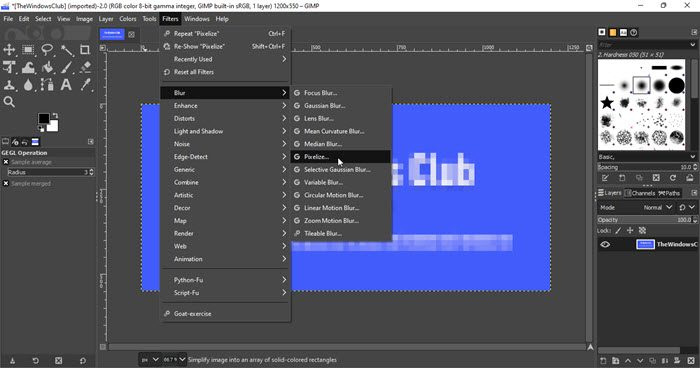 Menggunakan Penapis Pixelize dalam GIMP