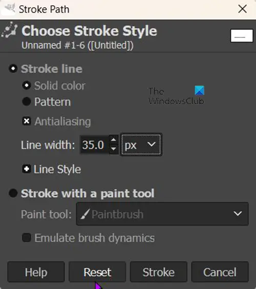 כיצד לצייר קווים מקווקווים ב-GIMP - Stroke Width