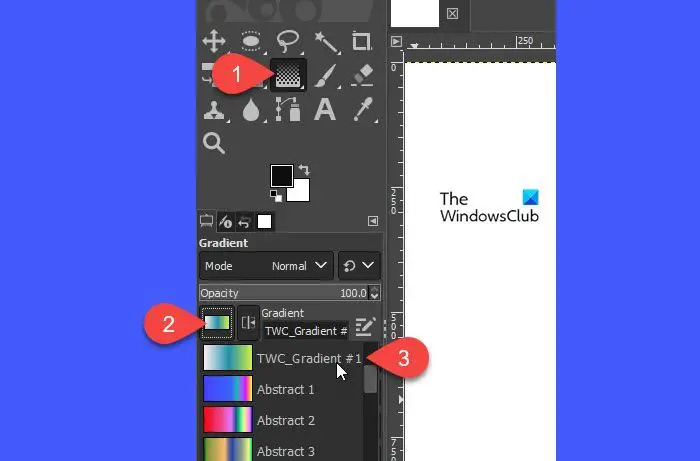   Verwenden eines benutzerdefinierten Farbverlaufs in GIMP