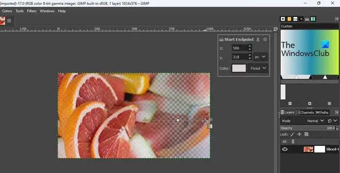   Transparantiegradiënt voltooien in GIMP
